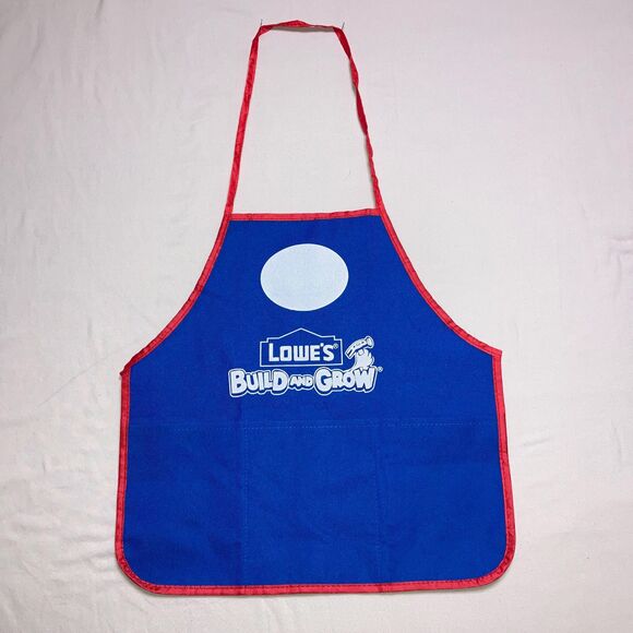 Lowes Build and Grow Work Apron Kids Blue Red Pockets Woodworking Home Helper - Picture 1 of 4